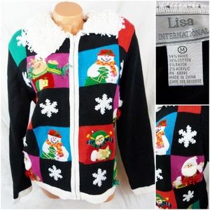 Lisa Int Medium Ugly Tacky Christmas Sweater Black